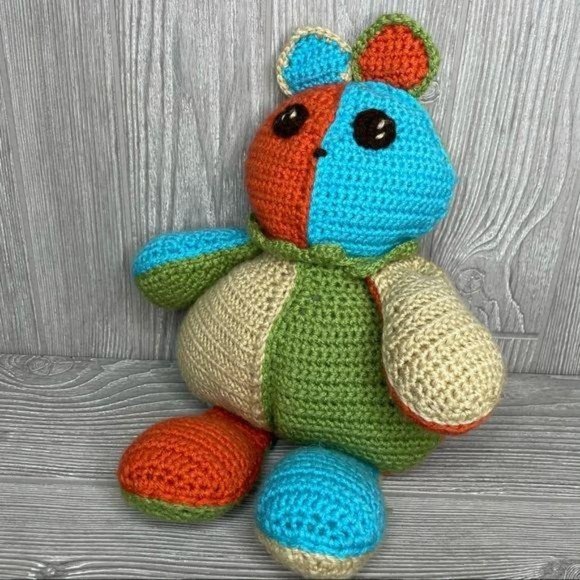 Handmade plush teddy bear / cat color block crochet animal - Picture 6 of 6